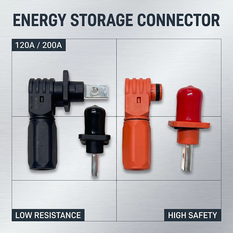 Battery Energy Storage Connector 120A 200A Quick Plug Terminal Flame Retardant Waterproof IP67 Single Core Elbow Power Connector