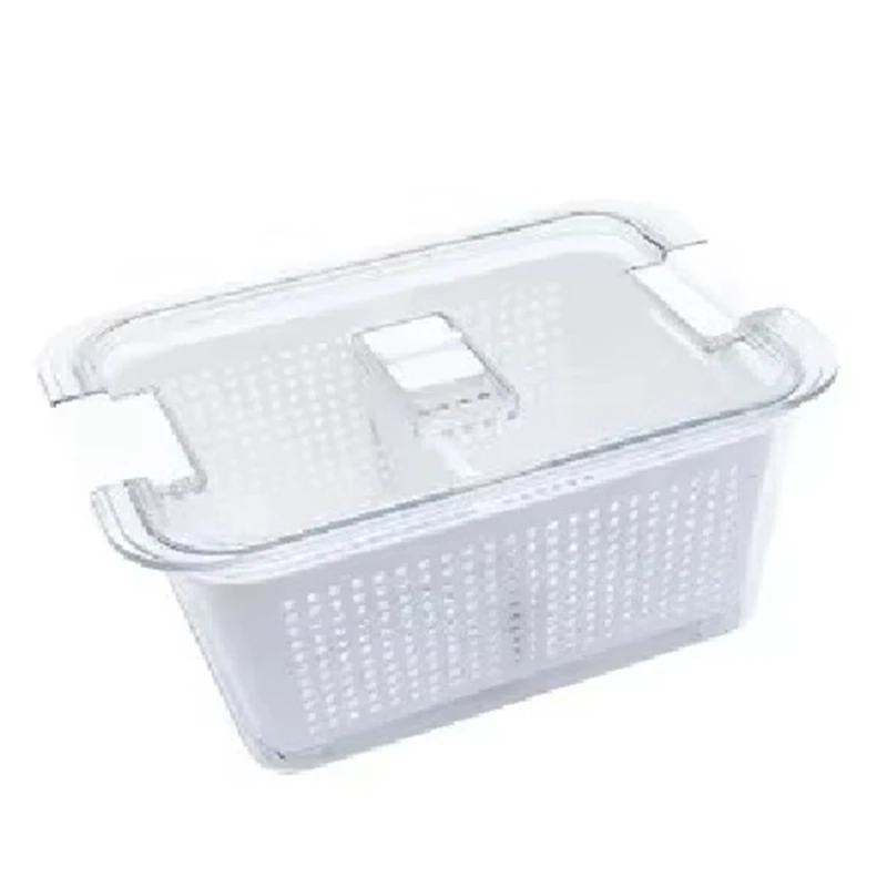 Refrigerator Preservation Box, Transparent Sealed Container For Vegetables And Fruits, Food Grade With Drain Feature