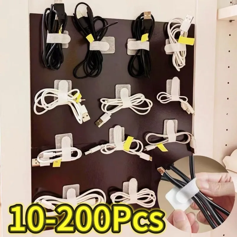 10-200Pcs Reusable Cable Organizer Desk Wire Winder Cable Tie Organizer Self Adhesive Cord Rope Holders Cord Protection Straps