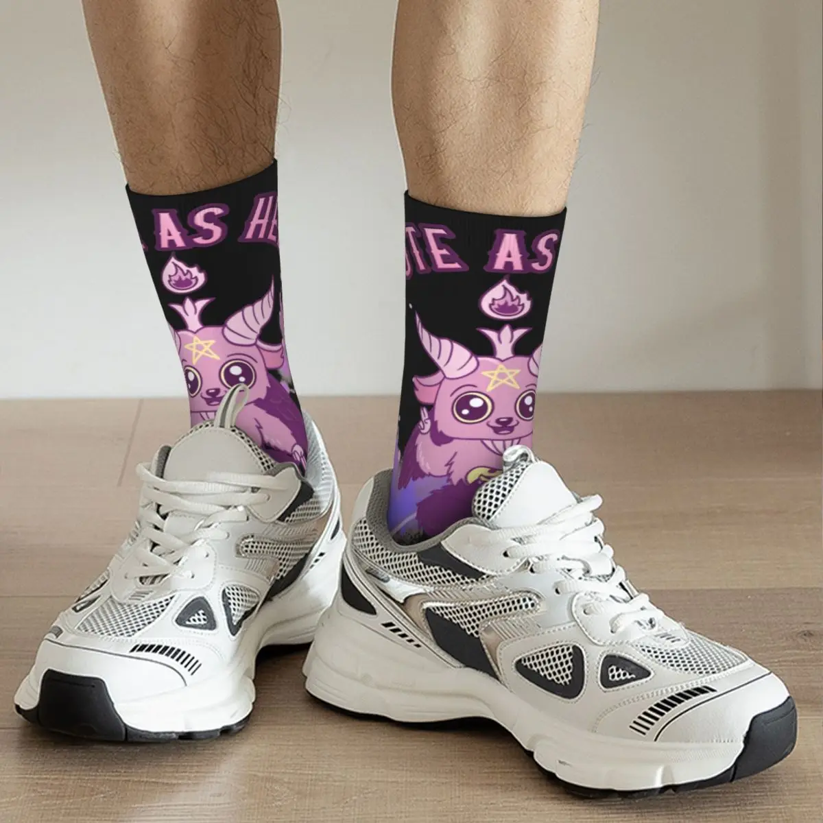 Calcetín divertido para hombre, estilo Anime, Kawaii, Pastel, gótico, Pun, clásico, Hip Hop, Harajuku, Baphomet, patrón de arte impreso