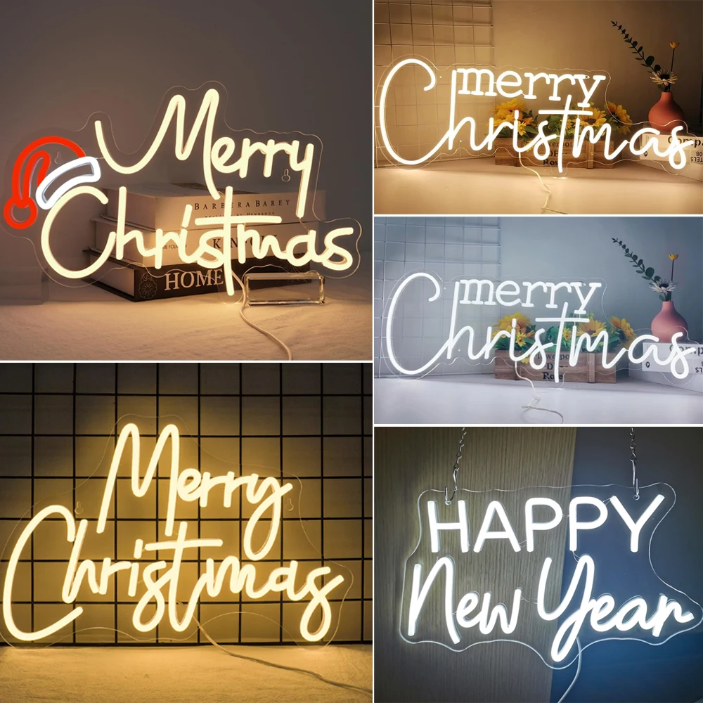 

Merry Christmas Neon Sign Letter Wall Decor Light Room Decoration Dimmable Neon Sign For Home Room Bar Party Christmas Art Sign