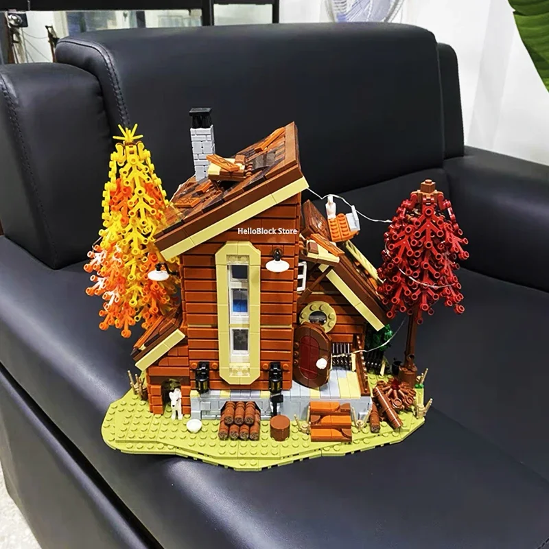 كابينة الغابات كوخ مريح منزل خشبي منظر طبيعي نموذج اللبنات MOC الطوب الأفكار الإبداعية مجموعات الالعاب هدية الأطفال