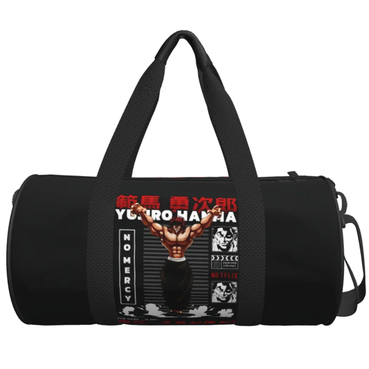 

Baki Jack Yujiro Hanma Sports Bags Bodybuilding Manga Travel Gym Bag with Shoes Handbags Men Women Custom Weekend Fitness Bag