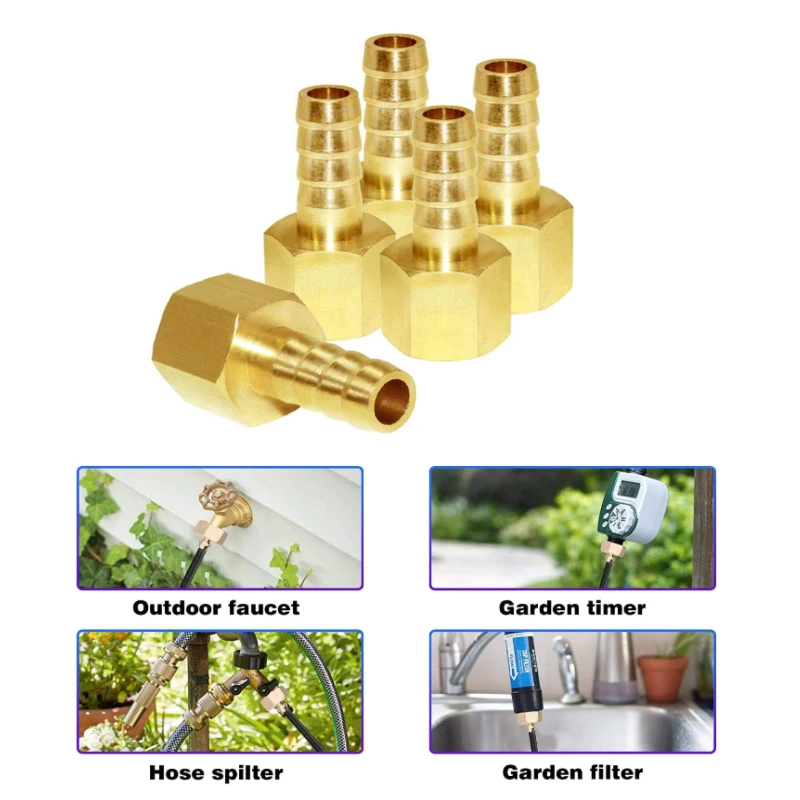 Conector de pagode pneumático 6 8 10 12 14 16mm mangueira conector de farpa rosca fêmea 1/8 1/4 3/8 1/2 encaixes de tubulação de bronze