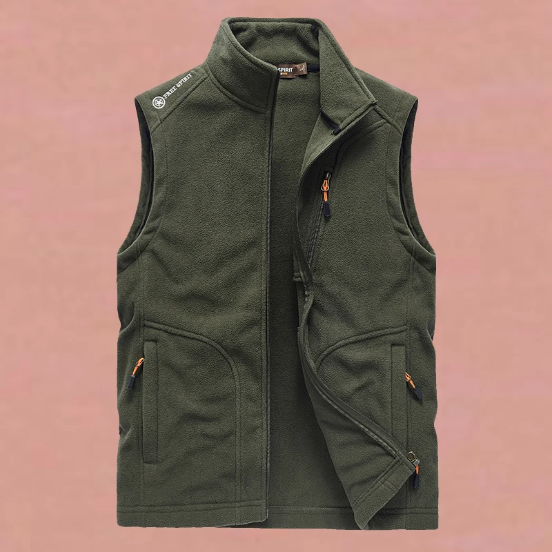 2025 High Quality New Autum Winter Men's Fashion Casual Waistcoat Fleece Thicken Outdoor Sprot Vest Male Multi-pocket Solid Vest