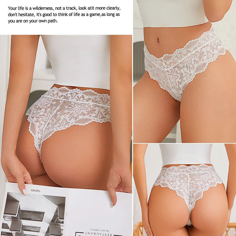6pcs/SET Women Sexy Lace Splicing Panties High Waist Plus Size Seamless Briefs Hollow Comfortable And Breathable Lingerie S-XXL - Image 3