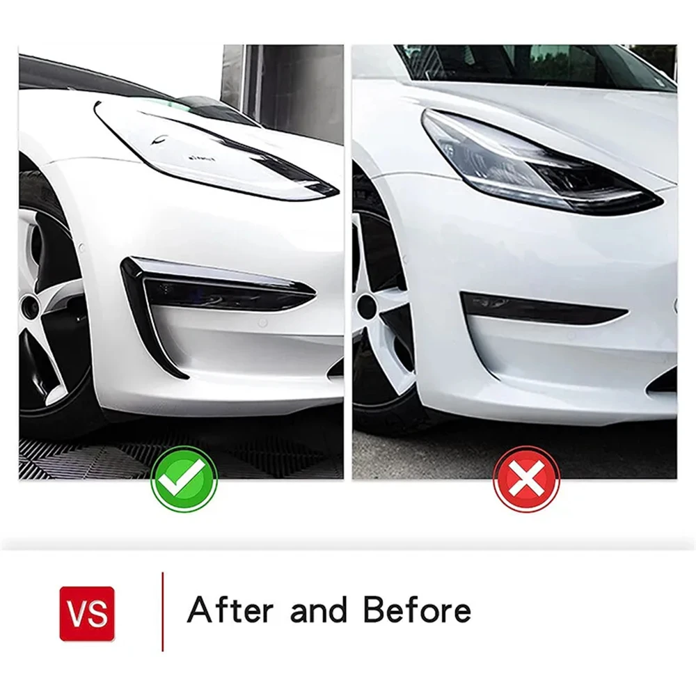 For Tesla Model 3 Model Y 2017-2023 Front Bumper Fog Lamp Wind Knife Spoiler 1Pair Car Fog Lamp Trim Cover Fog Light Eyebrow