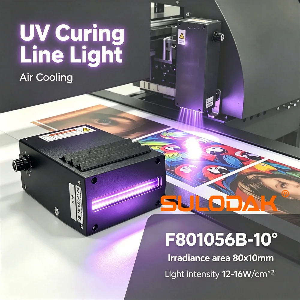 80x10mm Air Cooled UVLED Line Source UV LED Curing Lamp High Power UV Ink Pre-curing Drying for UV Flatbed Printer Digital Print