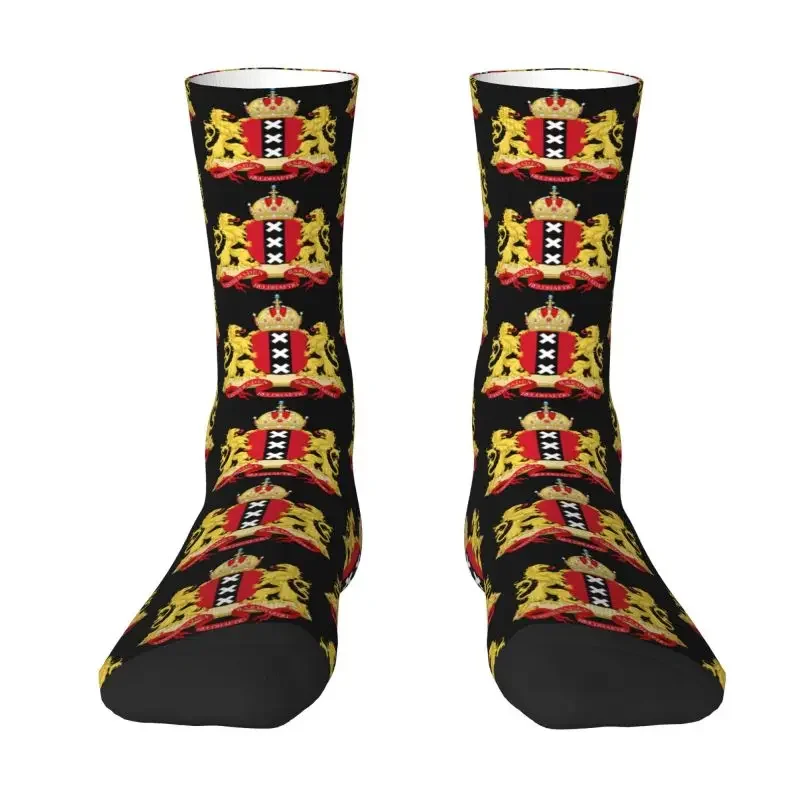 Coat Of Arms Of Amsterdam Mens Crazy Crew Socks Unisex Cute Netherlands Dutch Proud Spring Summer Autumn Winter Dress Socks