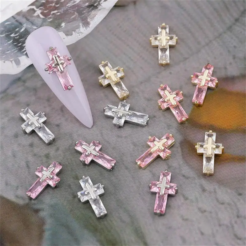 2/3SETS Cross Ornaments Stereo Anti Scratch And Wear-resistant Zircon Best Selling Silver Trend 3d Cross Nail Art Charm