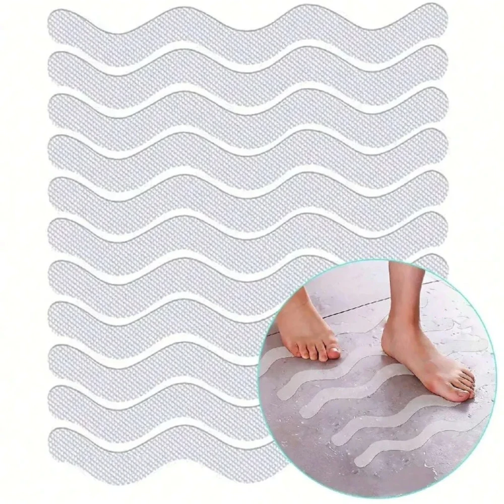 

12/24pcs Package Transparent Anti-Slip Stickers For Bathroom Floor And Shower - Bathtub Floor Safety Anti-Slip Strips