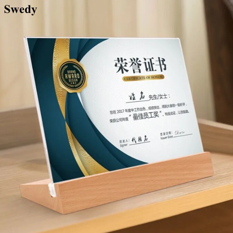 A6 100x150mm L Shape Table Signboard Acrylic Sign Holder Display Stand Flyer Poster Frame Menu Paper Price Label Holder Stand
