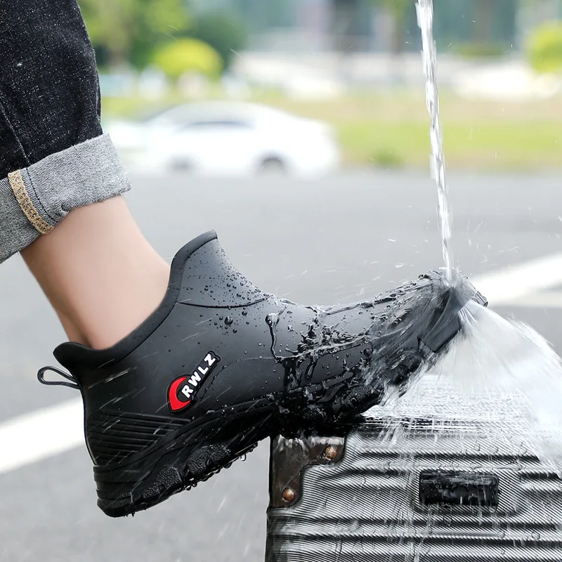 

Мужские резиновые сапоги с ор-трубкой Flat Bot Rubber oes для взрослых Water oes Faion Rain Boots Водонепроницаемые нескользящие кухонные автомобильные сапоги...
