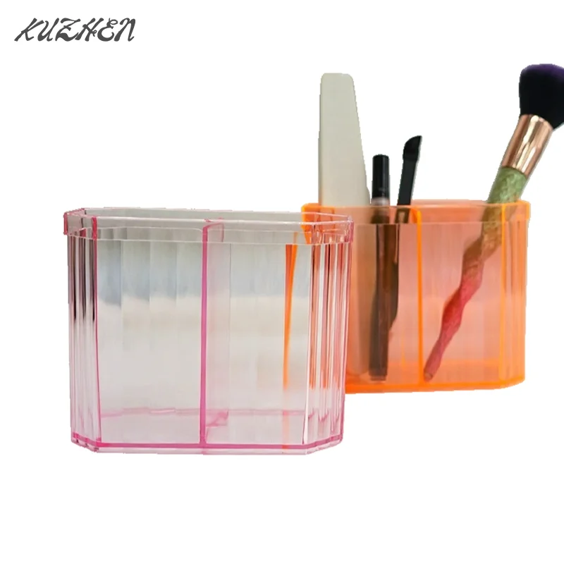 Plastic Pen Holder Makeup Brushes Box Desk Pencil Case Storage Organizer Display Stand Stationery Business Office Supplies