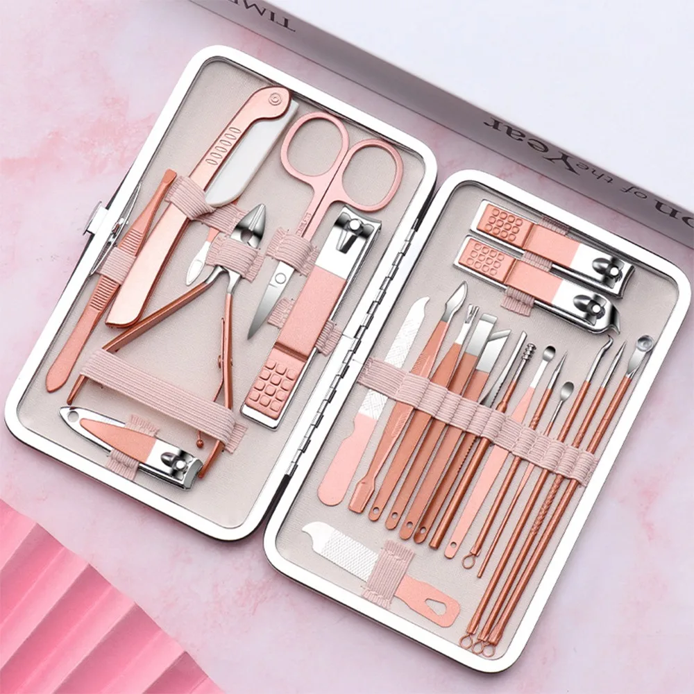 Stainless Steel Nail Clipper Manicure Set Rose Gold Multi-quantity to choose Pedicure Nail Kit Nail Care Cuticle Grooming Tools