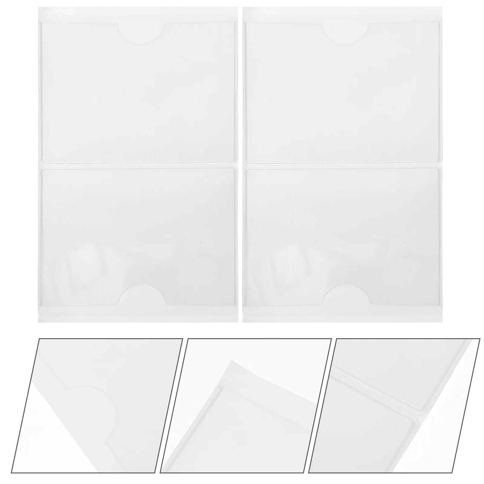 

12pcs Self Adhesive Label Card Clip Transparent PVC 9x7 5cm Desk Wall Oxidation Prevention Sticky Pocket Holder Card Bag