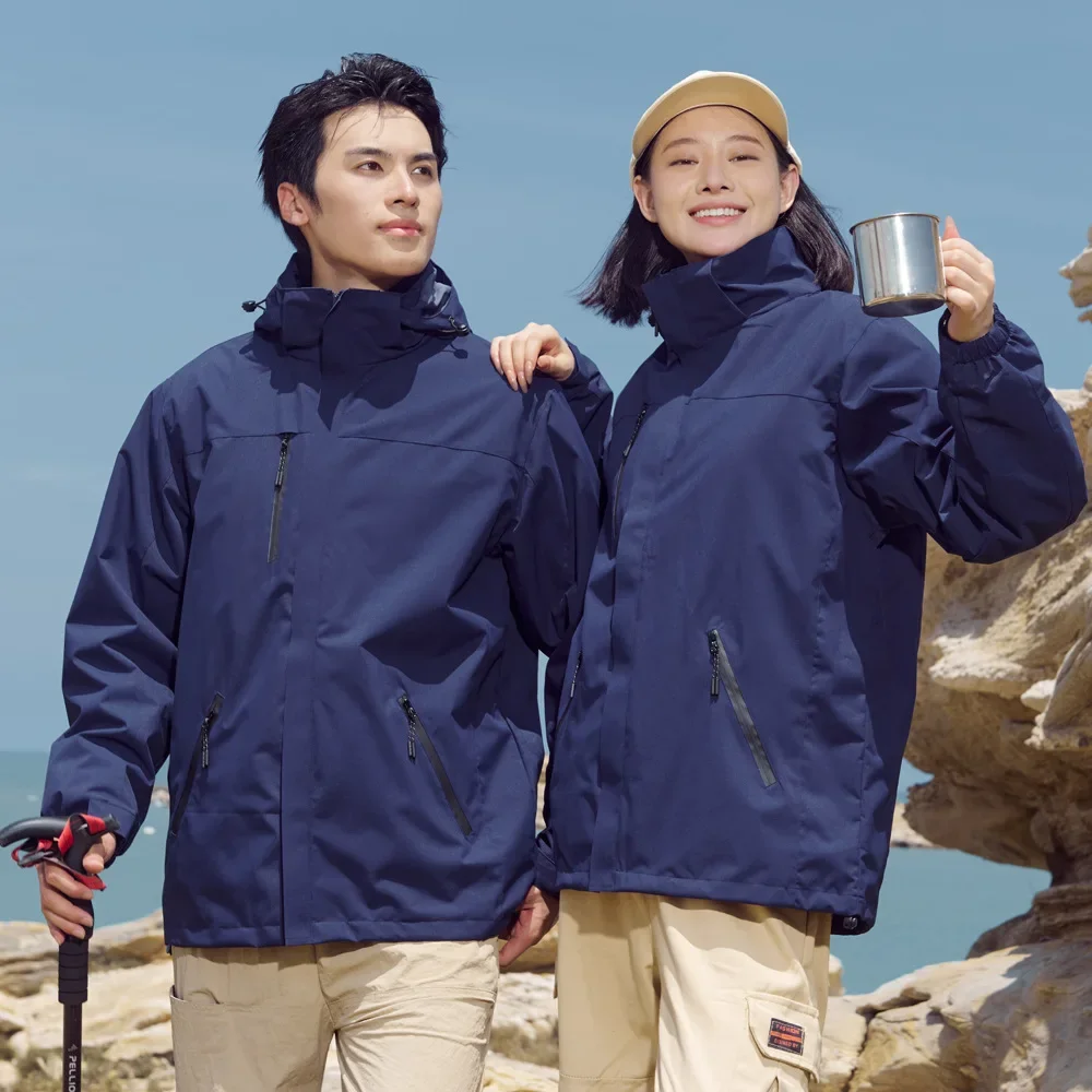 2024 autumn and winter new outdoor jacket men's and women's two-piece set removable three-in-one mountaineering