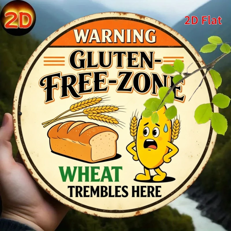 2D Flat - [2Dflat]1pc Warning: Gluten- Free Zone Wheat, Tremble And Stay Away Theme8X8 Inch Artistic Wall Decoration- Durable Me
