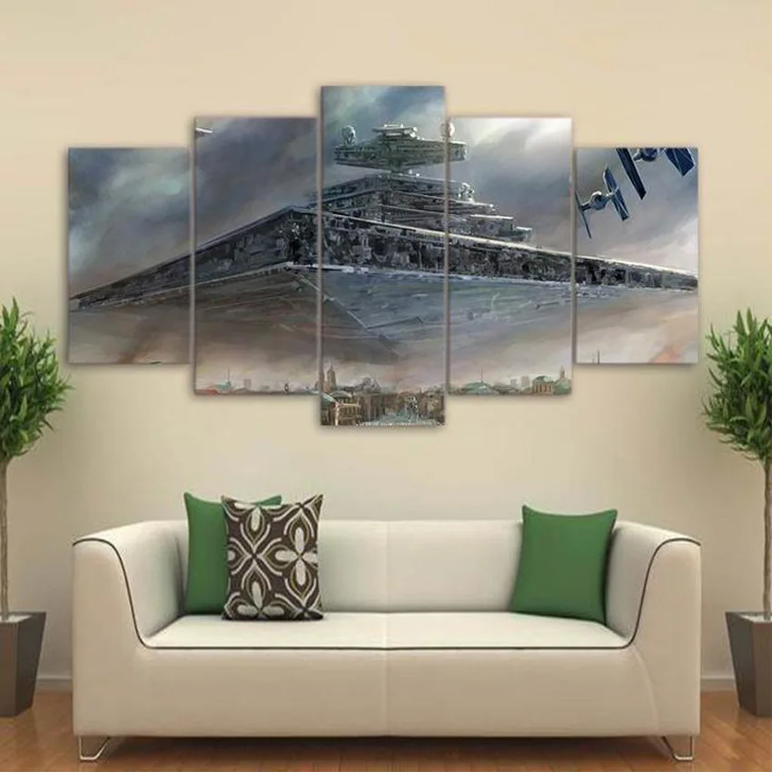 

High definition decorative paintings, printed posters, 5-link spaceship planet home decoration paintings, war posters