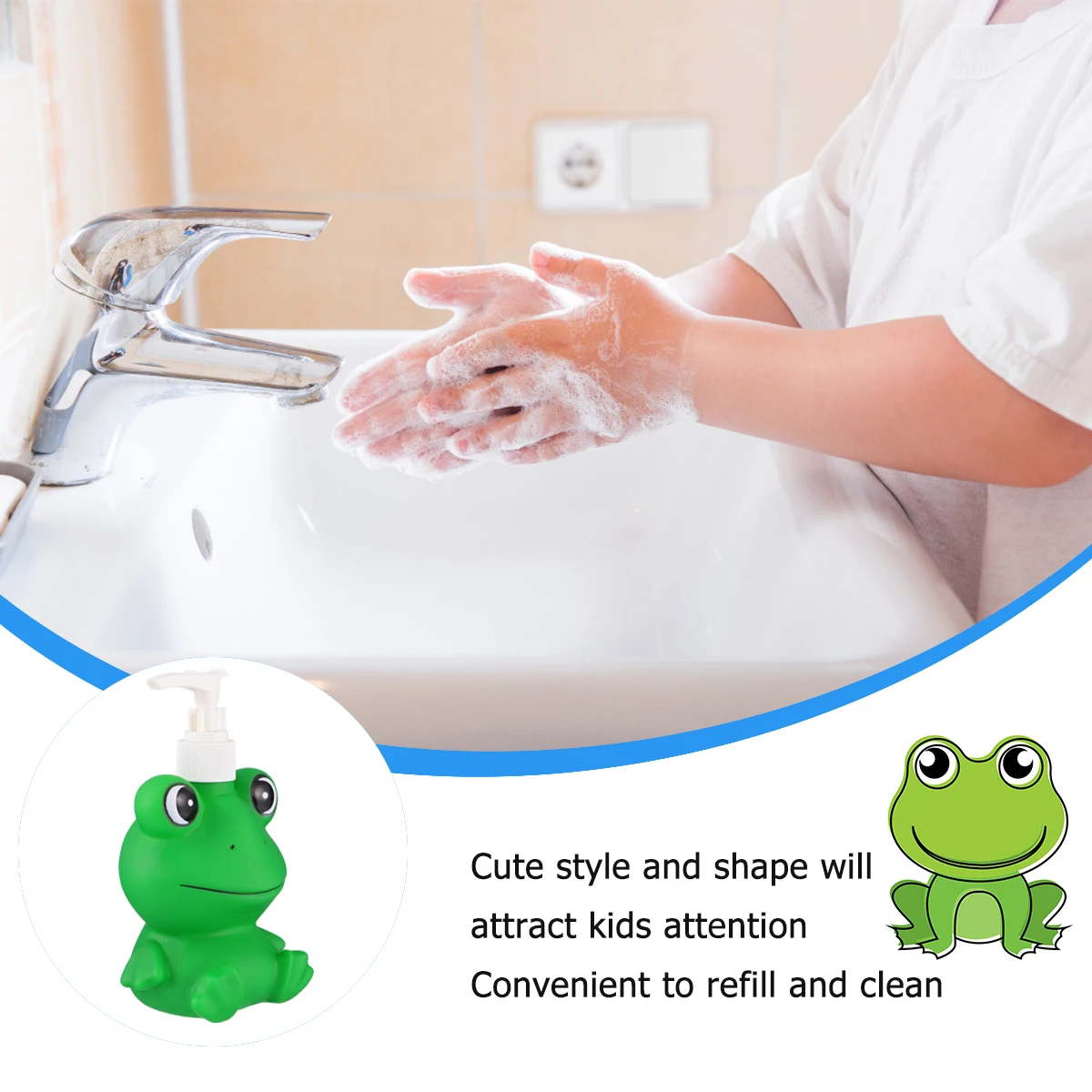 

Creative Lotion Dispensing Bottle Kids Shampoo Soap Safe Material Press Pump Easy Refill Clean Cartoon Green Home Use Portable