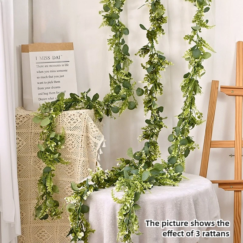 

1.8m Simulation Eucalyptus Persian Leaf Rattan Eucalyptus Vine Wrap Plastic Plant Decoration Fake Flower Wedding Home Decoration