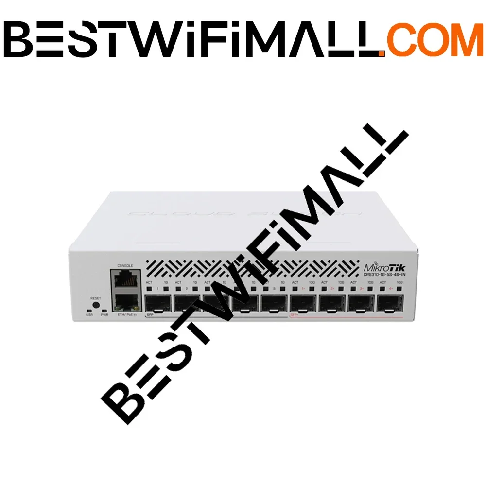 

MikroTik CRS310-1G-5S-4S+IN Switch With 5x 1G SFP Ports Four 10G SFP+ Ports Offloaded VLAN Filtering Layer 3 Routing