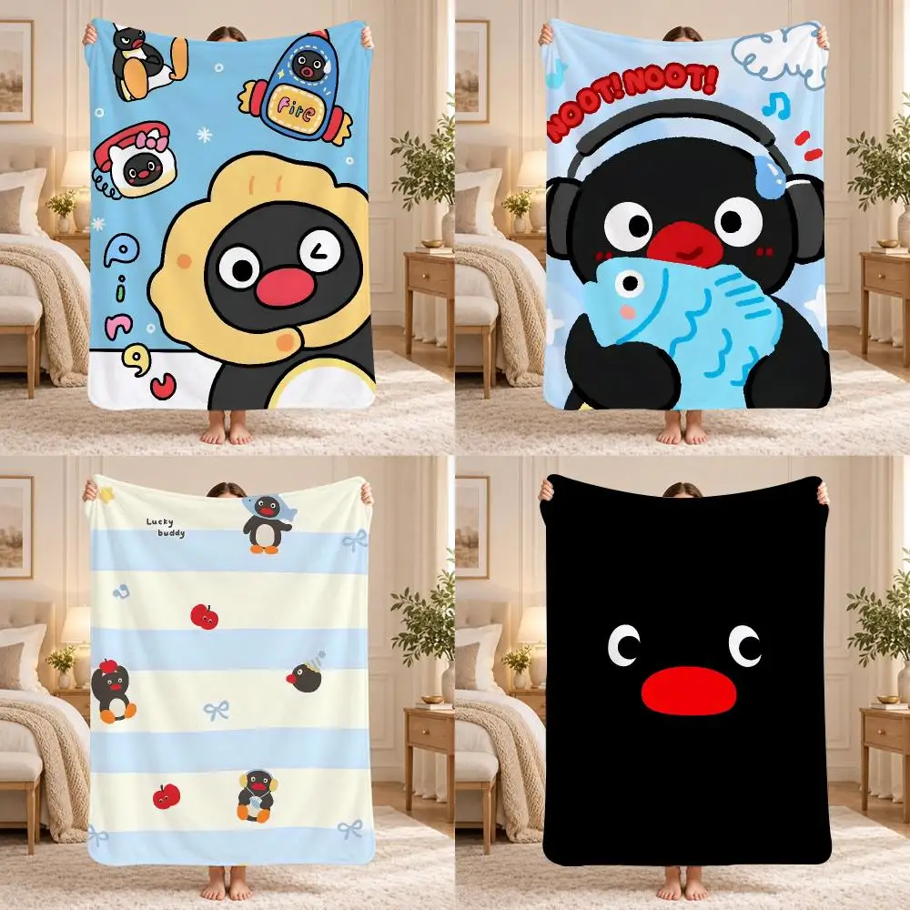 Pingu cute Throw 240g Lightweight Flannel Blanket, Soft Skin Throw Blanket for Sofa Bedroom