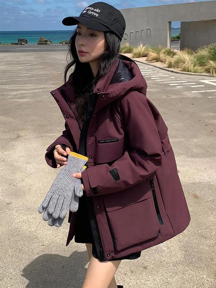 

Fashionable Mid-Length Cotton Parka Coat Women's New Winter Outerwear Couple Workwear Styles Comfortable Zipper Closure
