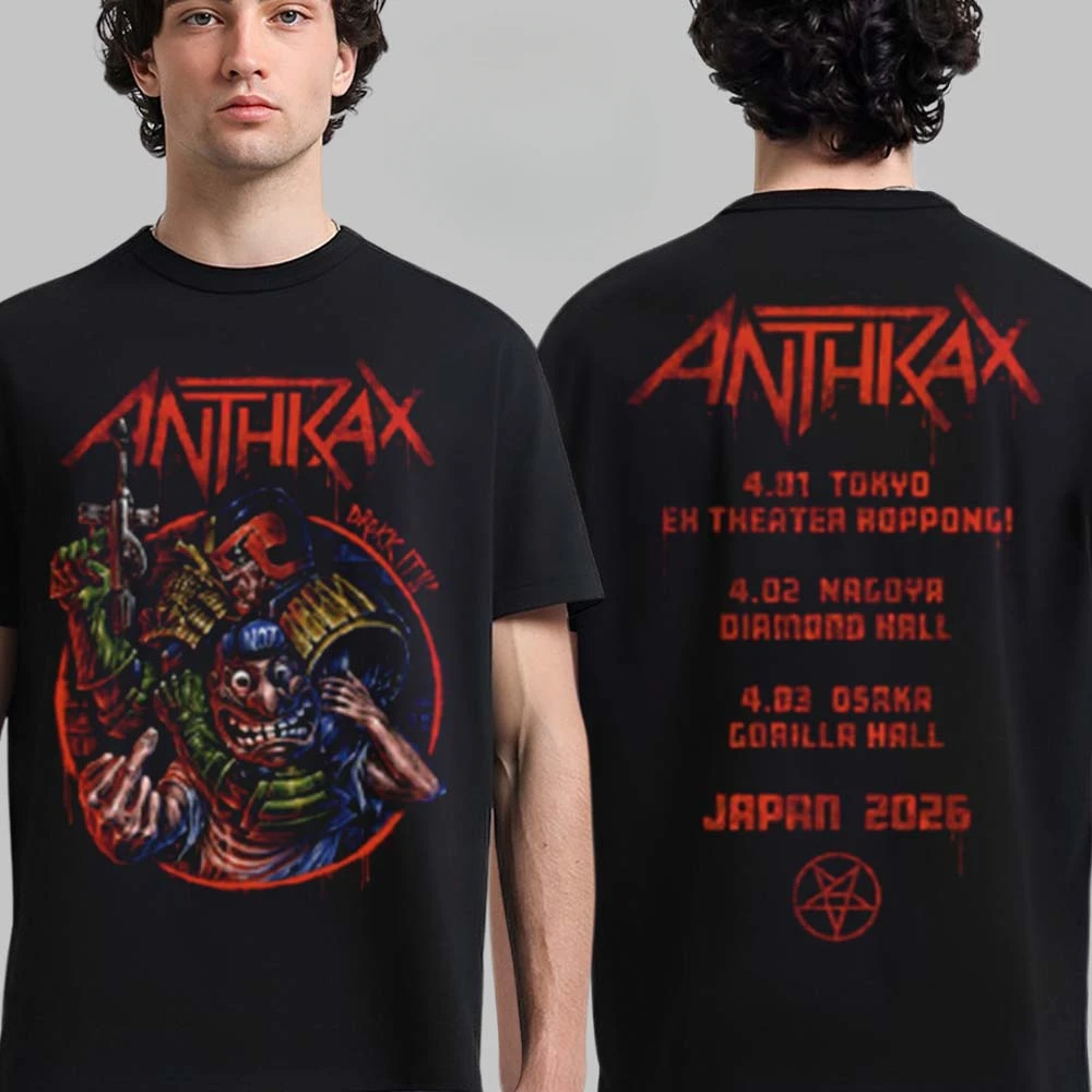 Y2k Anthrax Cotton Band Shirt Unisex Summer Short Sleeve Fashion