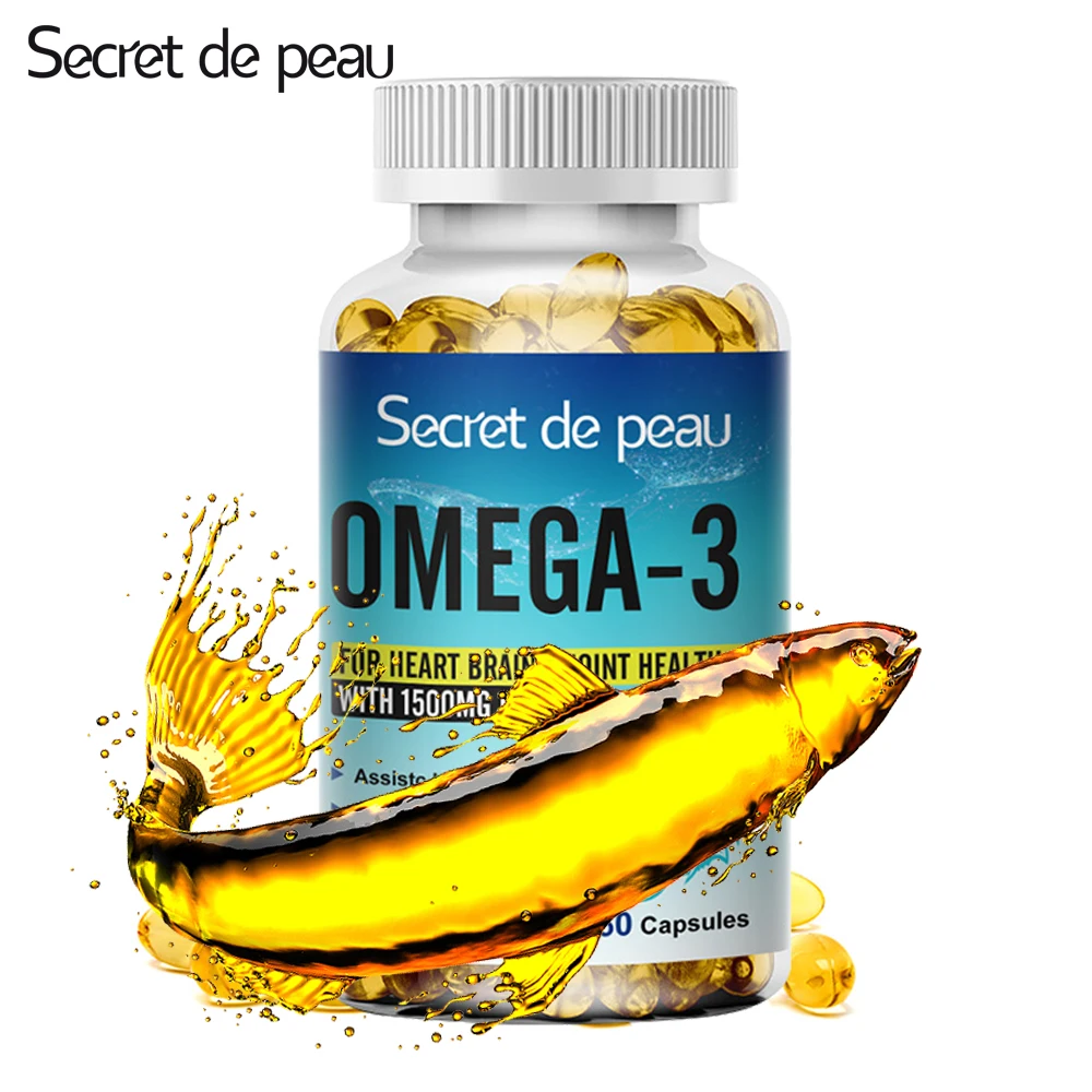 3Bottles 120pcs Organic Omega 3 Fish Oil Capsule Supplements For Joints Skin Eyes Heart Health & Immune System Health Food