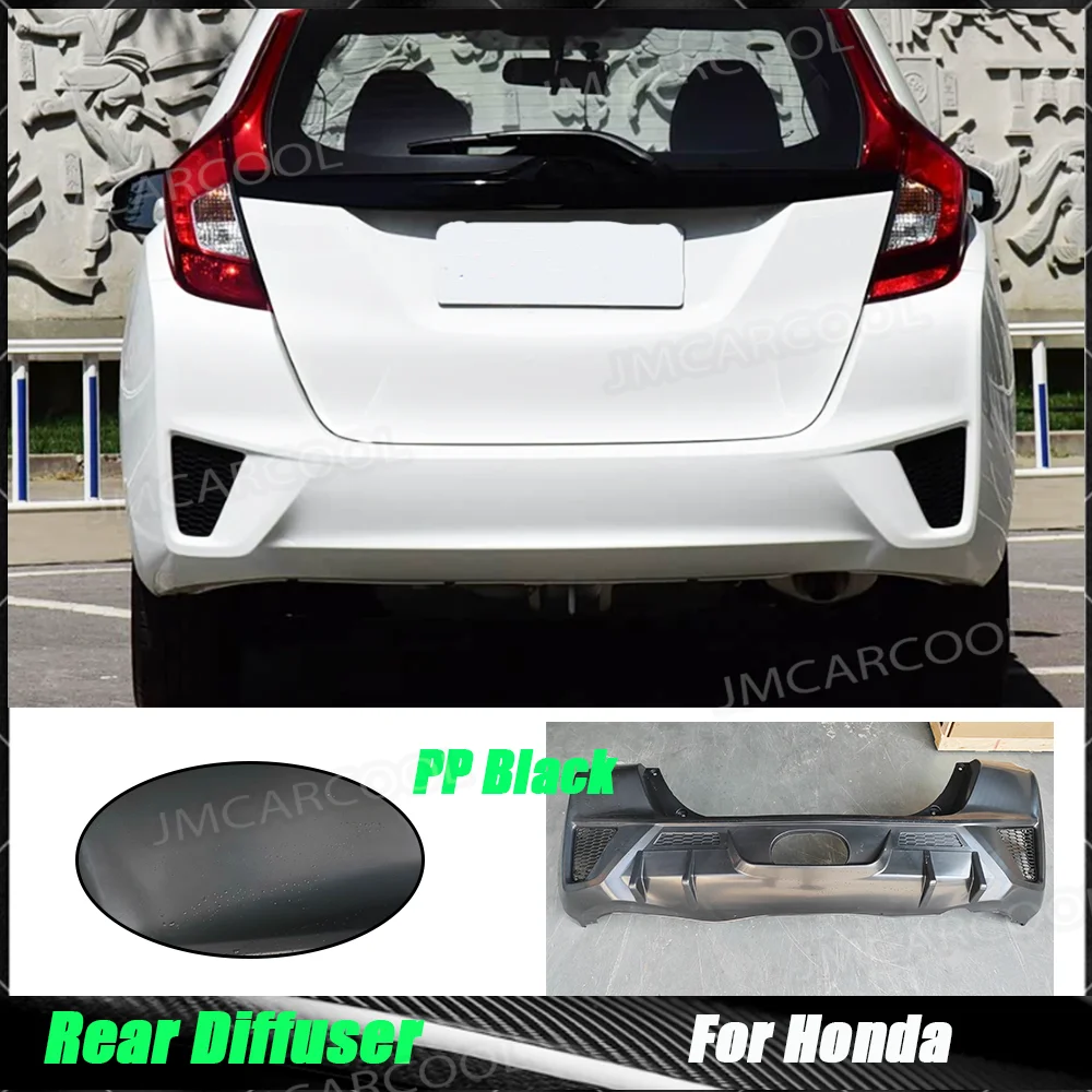

PP Material Body Kits Rear Bumper Lip Spoiler Diffuser Bodykits For Honda FIT 2014 2015 2016 2017 2018 Rear Diffuser Car Styling
