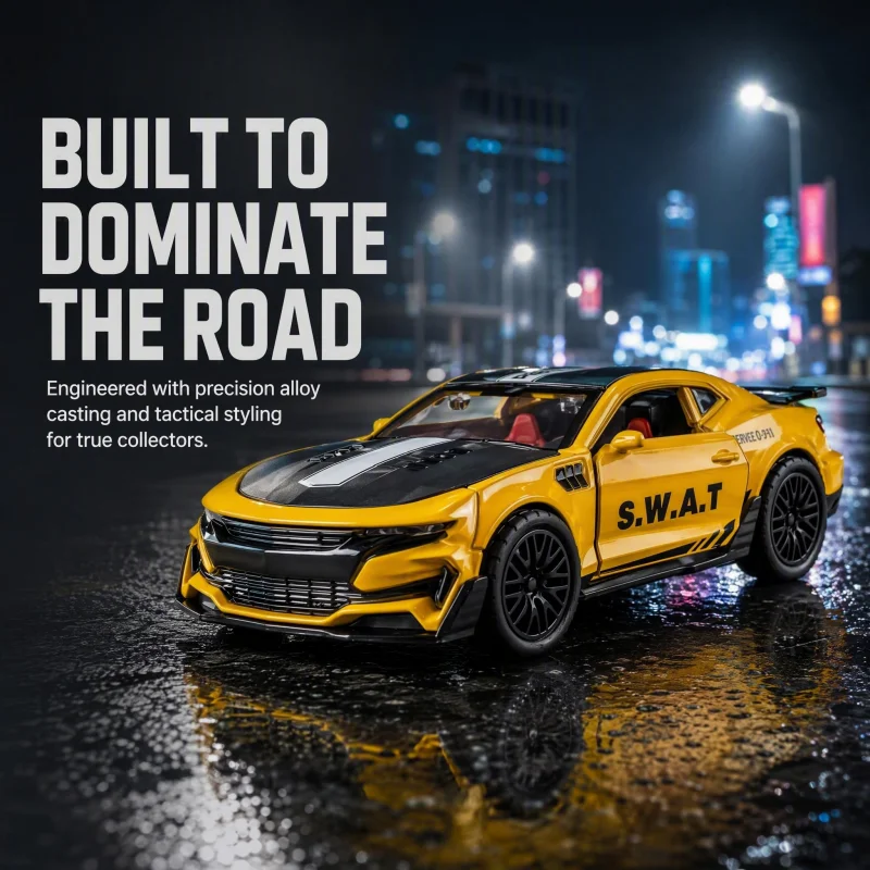 1:36 alloy car model, can pull back alloy sports car, with openable car door, large rear wing, collectible toy - view 4