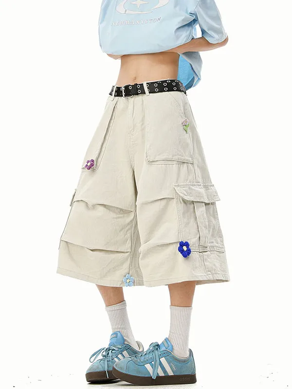 

Мужские весенне-летние модные брюки-карго в стиле ретро с цветочной вышивкой, диагональным кроем, плиссировкой и множеством функциональных карманов...