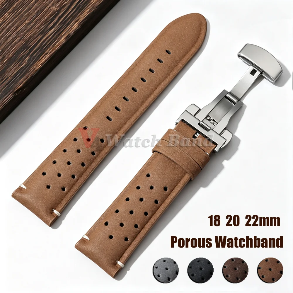 Bracelets de montre en cuir brun mat vintage 18mm 20mm 22mm pour Seiko pour Rolex, bracelet de montre universel respirant et poreux