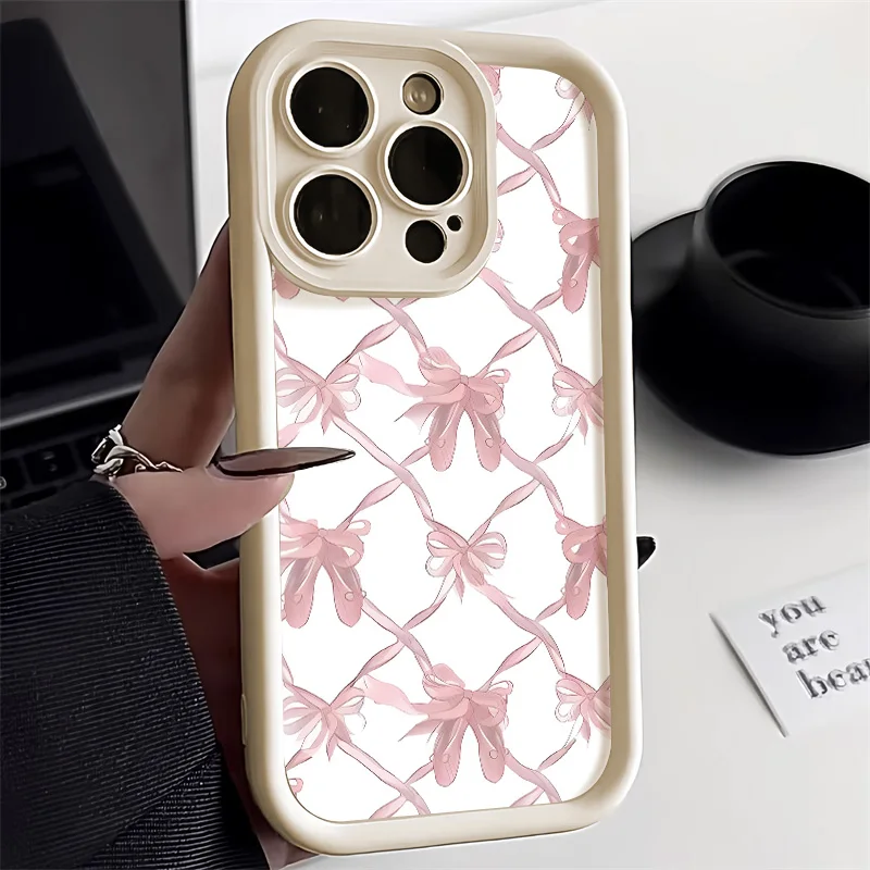 Pink Bow Phone Case For Xiaomi Redmi Note 12 Pro Case Note 10 Pro 9 12C 10C 9A 9C 9T Mi 11 Lite Poco X5 M3 C31 C55 Silicon Cover