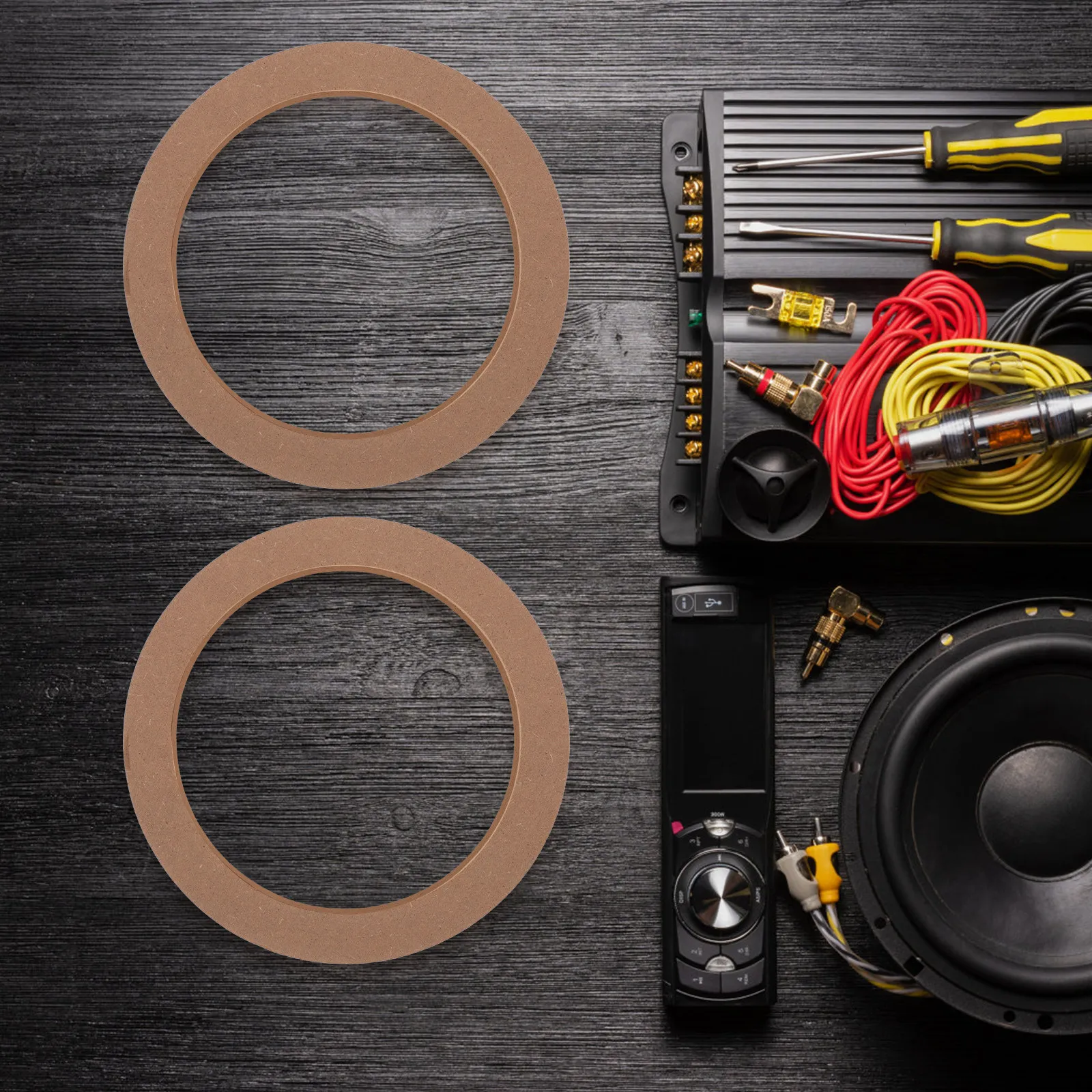 2Pairs 6.5 Inch Car Speaker Spacer Pad Mdf Material Speaker Ring for Enhanced Installation in Cars Trucks Boats