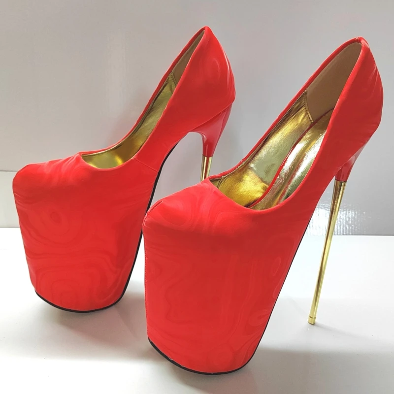 Sexy 19cm Ultra High Heels Stripper Party Shoes Woman Luxury Metal Black Red Heeled Platform Pumps Fetish Shoes Big Size 50