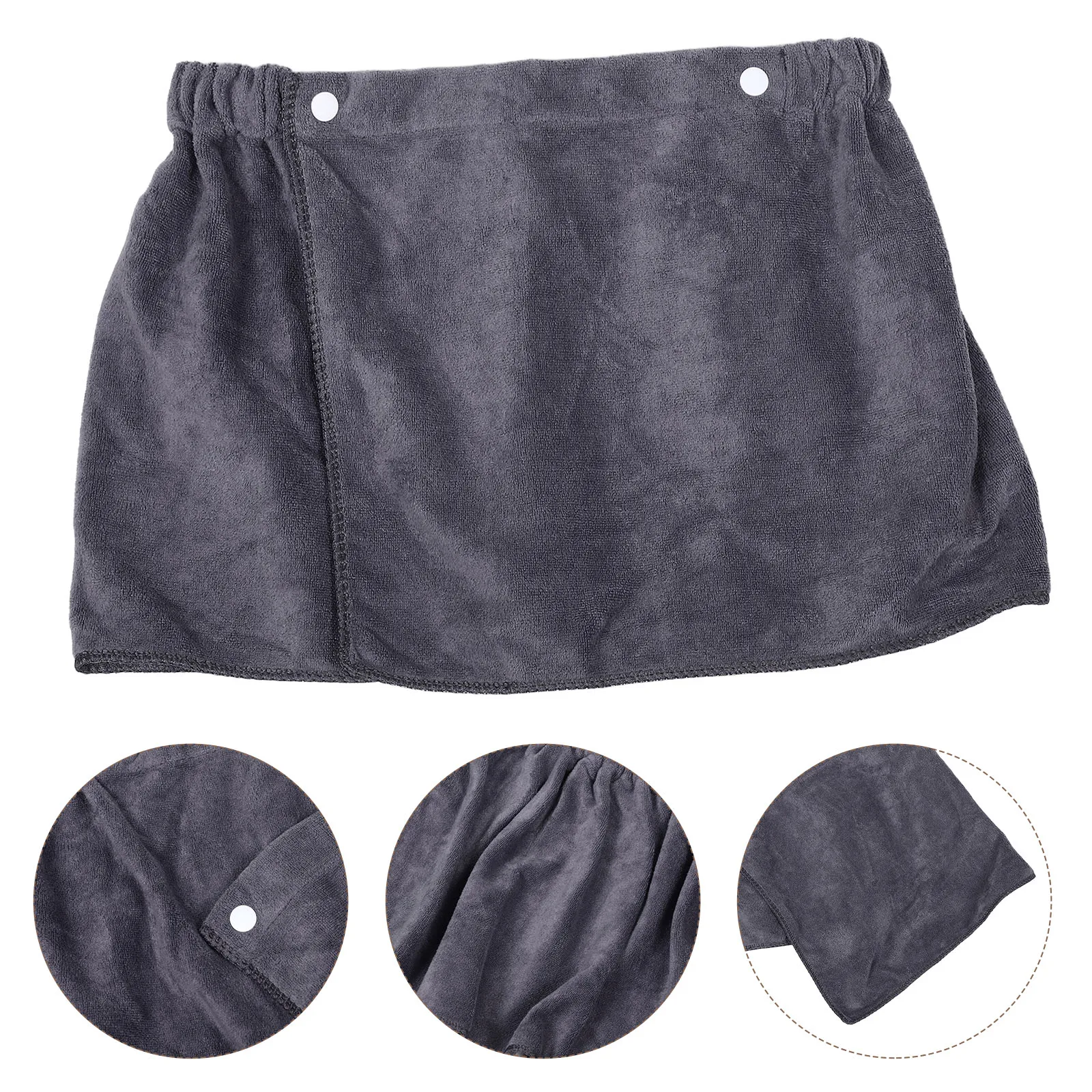 

Men Soft Grey Wearable Bath Towel Polyester Shower Wrap Around Towel Snap Closure Beach Pool Spa Shower Robe
