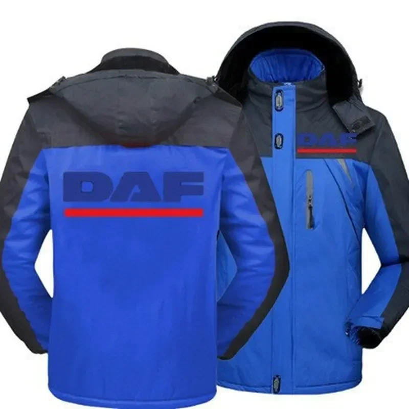 2023 New Winter Men DAF Trucks Logo Jacket cappotto caldo in velluto spesso cappotto da alpinismo Casual con cappuccio antivento maschile