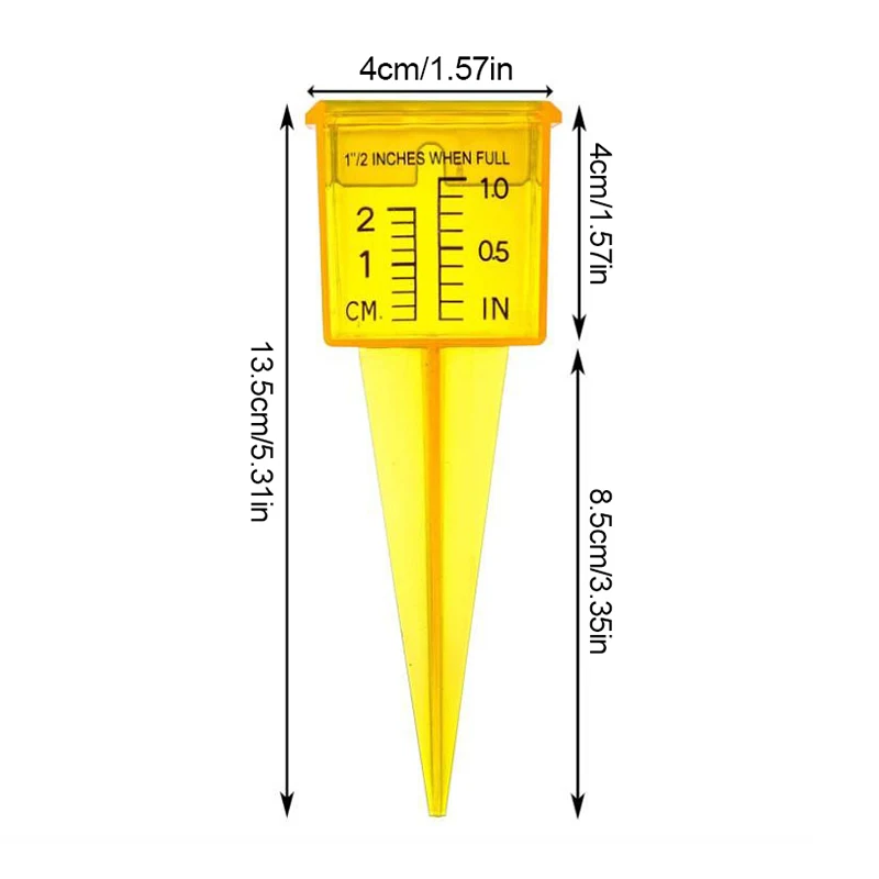 5pcs Durable Plastic Sprinkler Bright Yellow Transparent Rain Gauge Garden Water Gauge Outdoor Water Measuring Tool