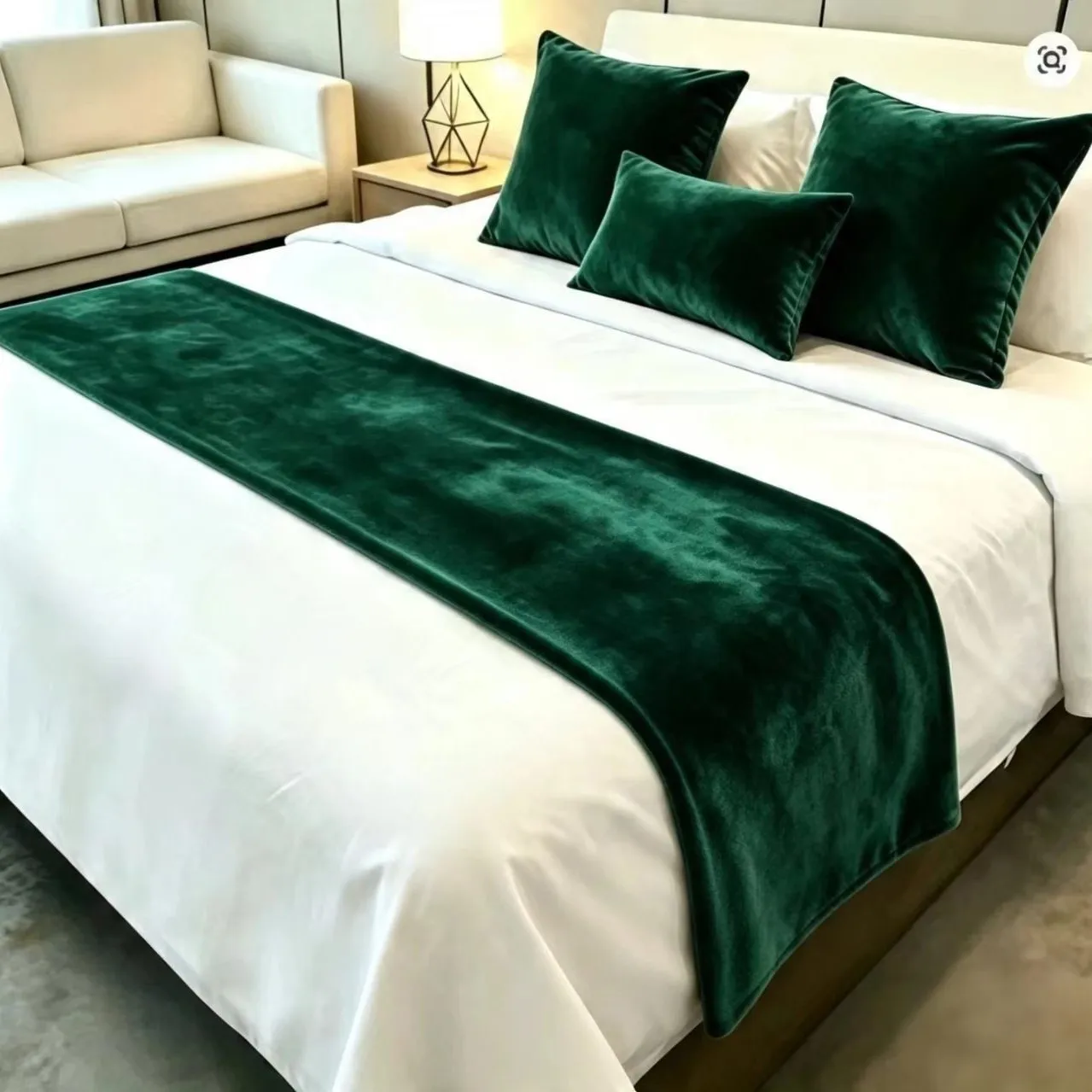 Luxury Flannel Solid Bed Runners Scarf Protector Slipcover Bed Decor Scarf for Bedroom Hotel Wedding Room Twin/Queen/King