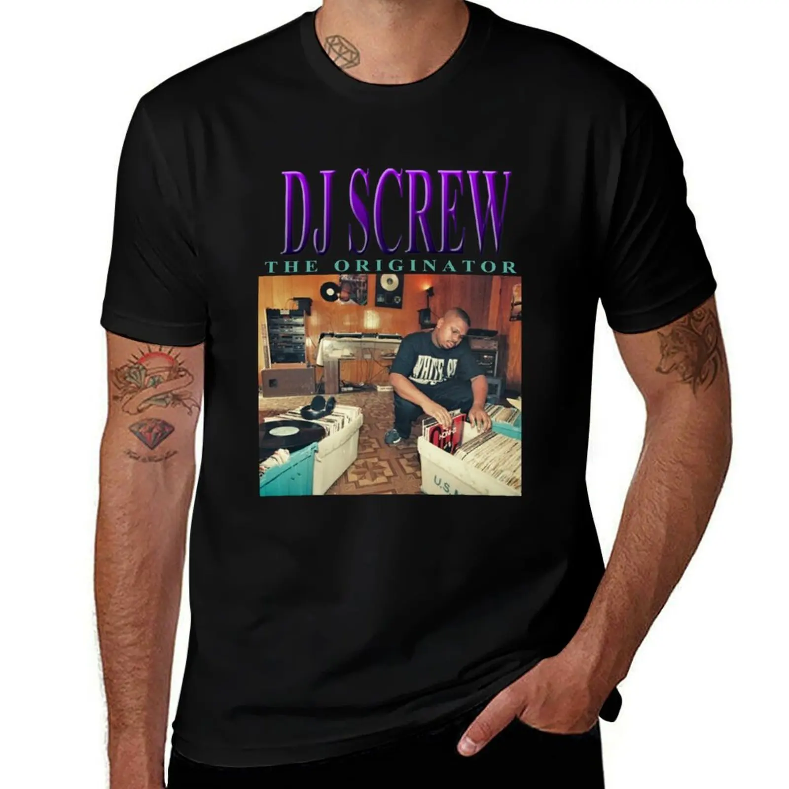 DJ SCREW // THE ORIGINATOR // R.I.P. // 90S VINTAGE INSPIRED DESIGN T-Shirt Large Size Loose Casual Tee