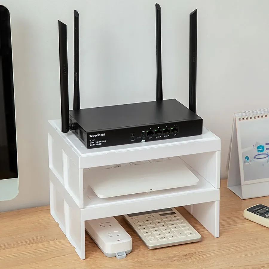 Stackable Plastic TV Set-Top Box Holder Wireless WiFi Router Storage Rack Space-Saving Home Living Room Desktop Organizer