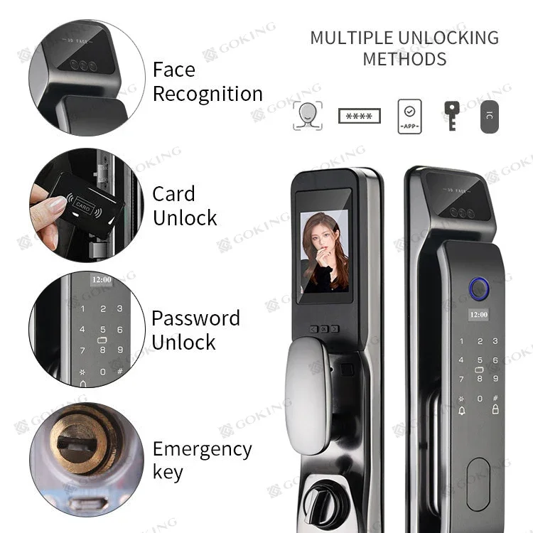 Smart Electronic Fingerprint Door Lock with 3d Face Recognition and Wifi Camera, Can Be Used for Home Anti-theft
