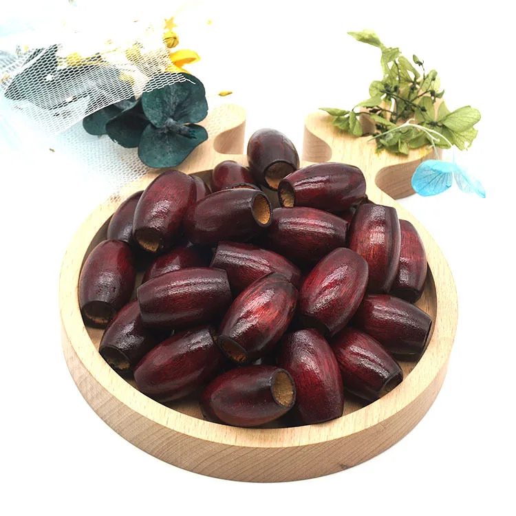 10Pcs/Pack 20*30mm Jujube Red Oval Large-hole Wooden Beads Rice Beads DIY Children\'s Toy Materials Jewelry Accessories