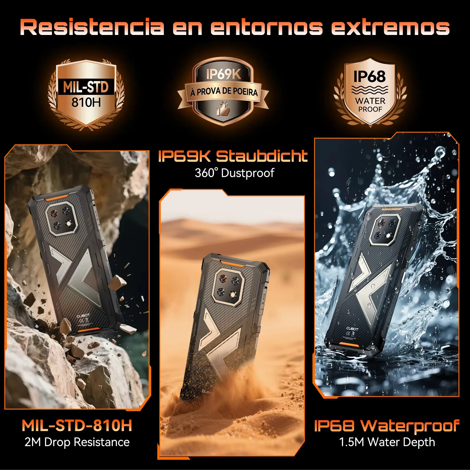 Cubot KingKong ES 3 Rugged Smartphone Android 15 10200mAh Battery 16GB RAM(6+10)+256GB ROM 6.745" 90Hz Screen NFC Face ID