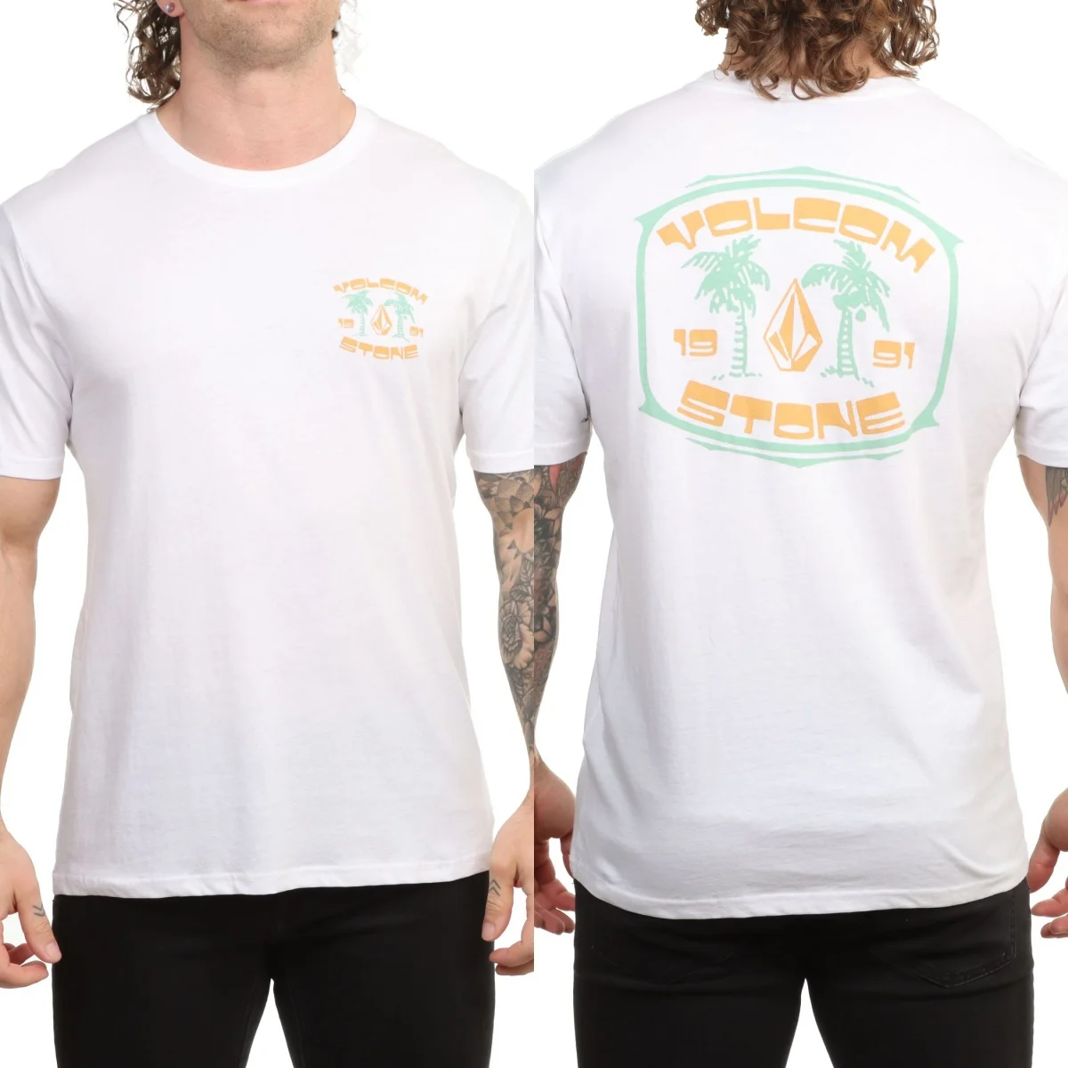 Seltenes Volcom Grafik-T-Shirt aus Baumwolle, Unisex, Sommer, kurzärmelig, modisches Marken-T-Shirt, luxuriöses, lässiges Vintage-T-Shirt – Detail 2