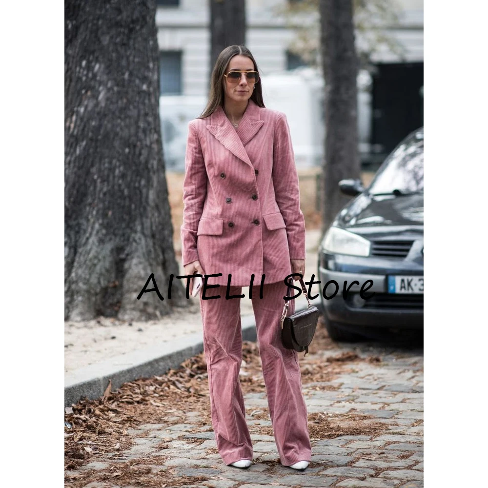 

Женский вельветовый костюм из двух предметов, зимние комплекты для женщин, комплекты элегантных женских костюмов Terno Ensemble, комплект из 2 предметов Femme, женский костюм, брюки