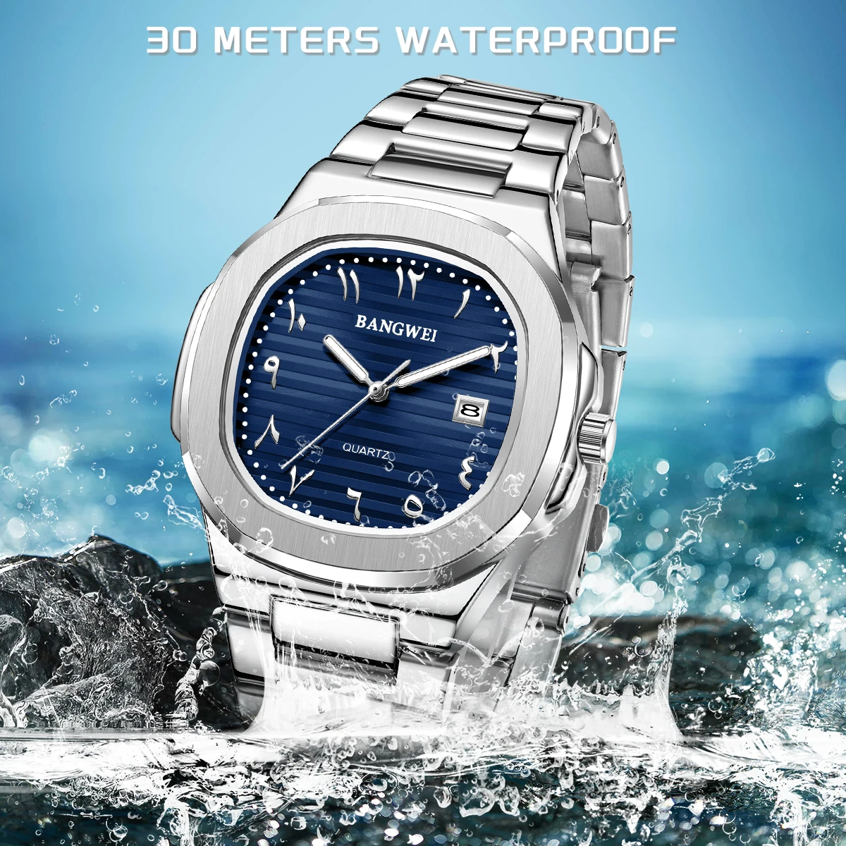 ساعات LIGE للرجال تناظرية كوارتز ستانلس ستيل عسكرية للرجال مقاومة للماء بتصميم كلاسيكي للأعمال وساعة يد للتاريخ