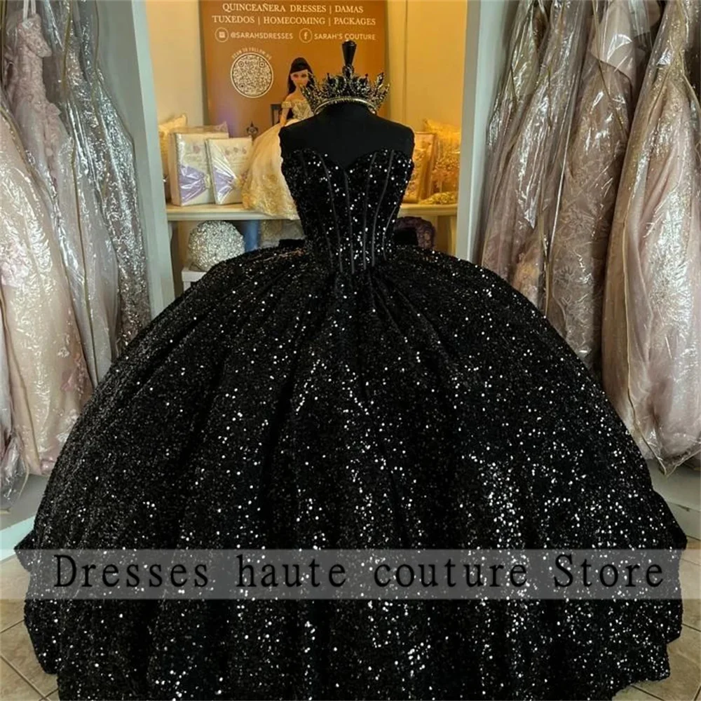 Vestido de baile Quinceanera com cordões, vestido doce para namoradas, vestido de festa mexicano, Novo, Preto, 15 anos, 2023